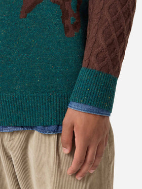 Donegal-Crewneck-Pullover Heron mit Polo-Jacquard 