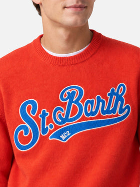 Suéter naranja Heron con bordado St. Barth 