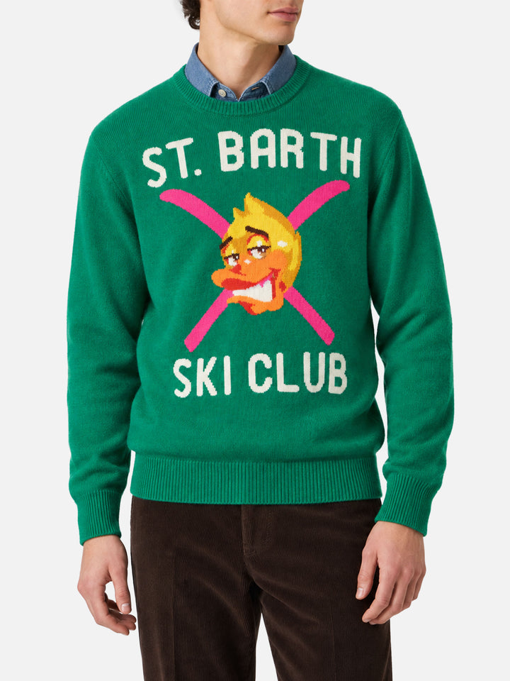 Green Heron sweater with Crypto Ducky Ski Club jacquard | Special edition