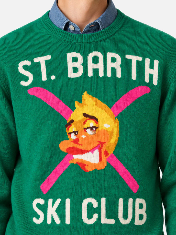 Green Heron sweater with Crypto Ducky Ski Club jacquard | Special edition