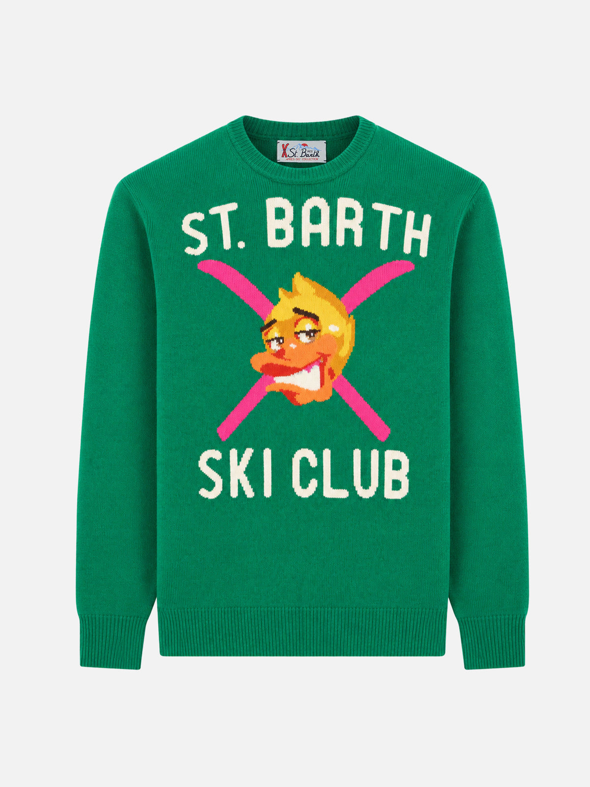 Green Heron sweater with Crypto Ducky Ski Club jacquard | Special edition