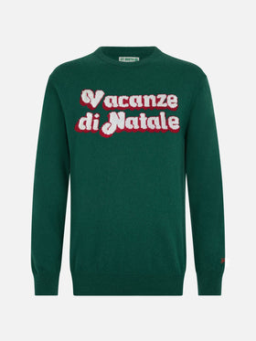 Maglione verde da uomo Heron con logo Vacanze di Natale jacquard | VACANZE DI NATALE EDIZIONE SPECIALE