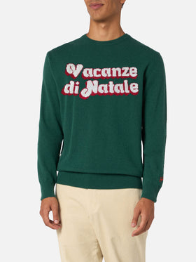 Maglione verde da uomo Heron con logo Vacanze di Natale jacquard | VACANZE DI NATALE EDIZIONE SPECIALE