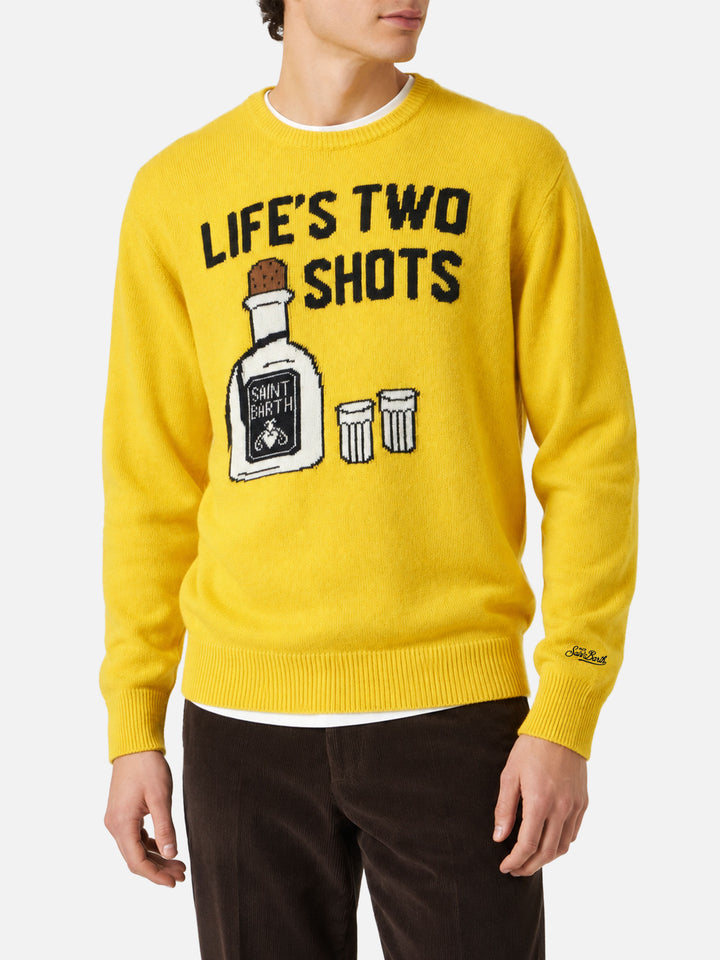 Crewneck sweater Heron with Life's two shots jacquard
