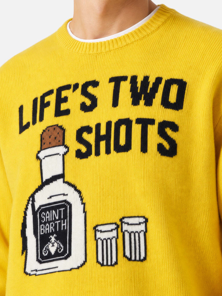 Crewneck sweater Heron with Life's two shots jacquard