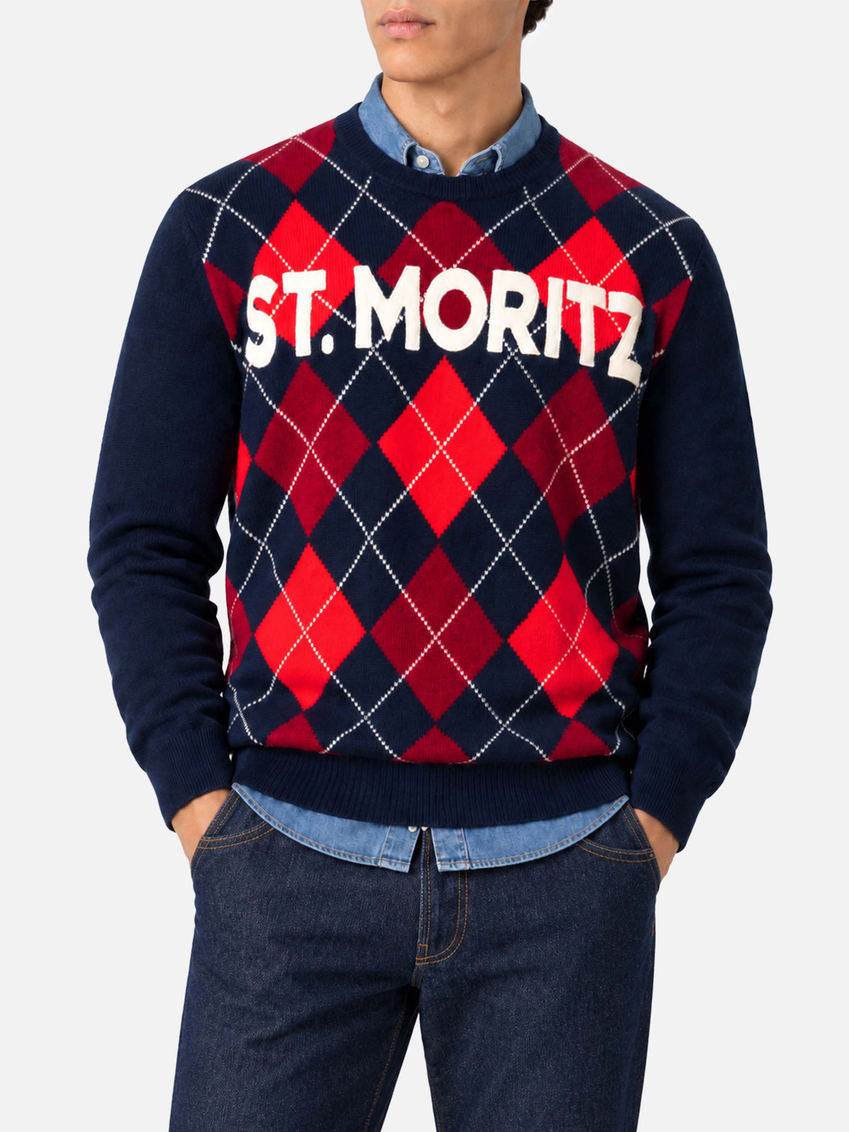 Pull ras du cou Heron avec jacquard argyle St. Moritz 