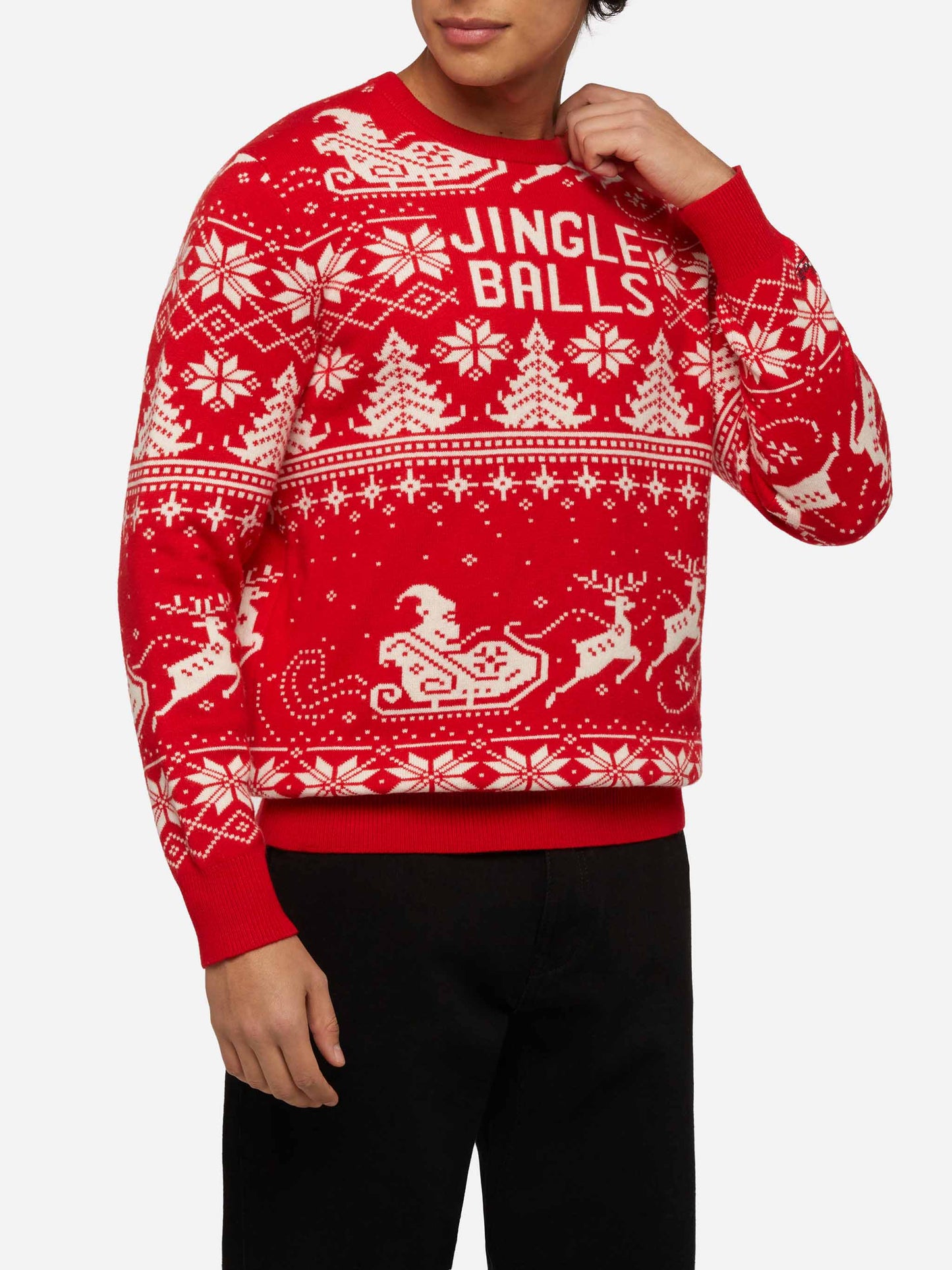 Fairs isle sweater Heron with Jingle Balls jacquard