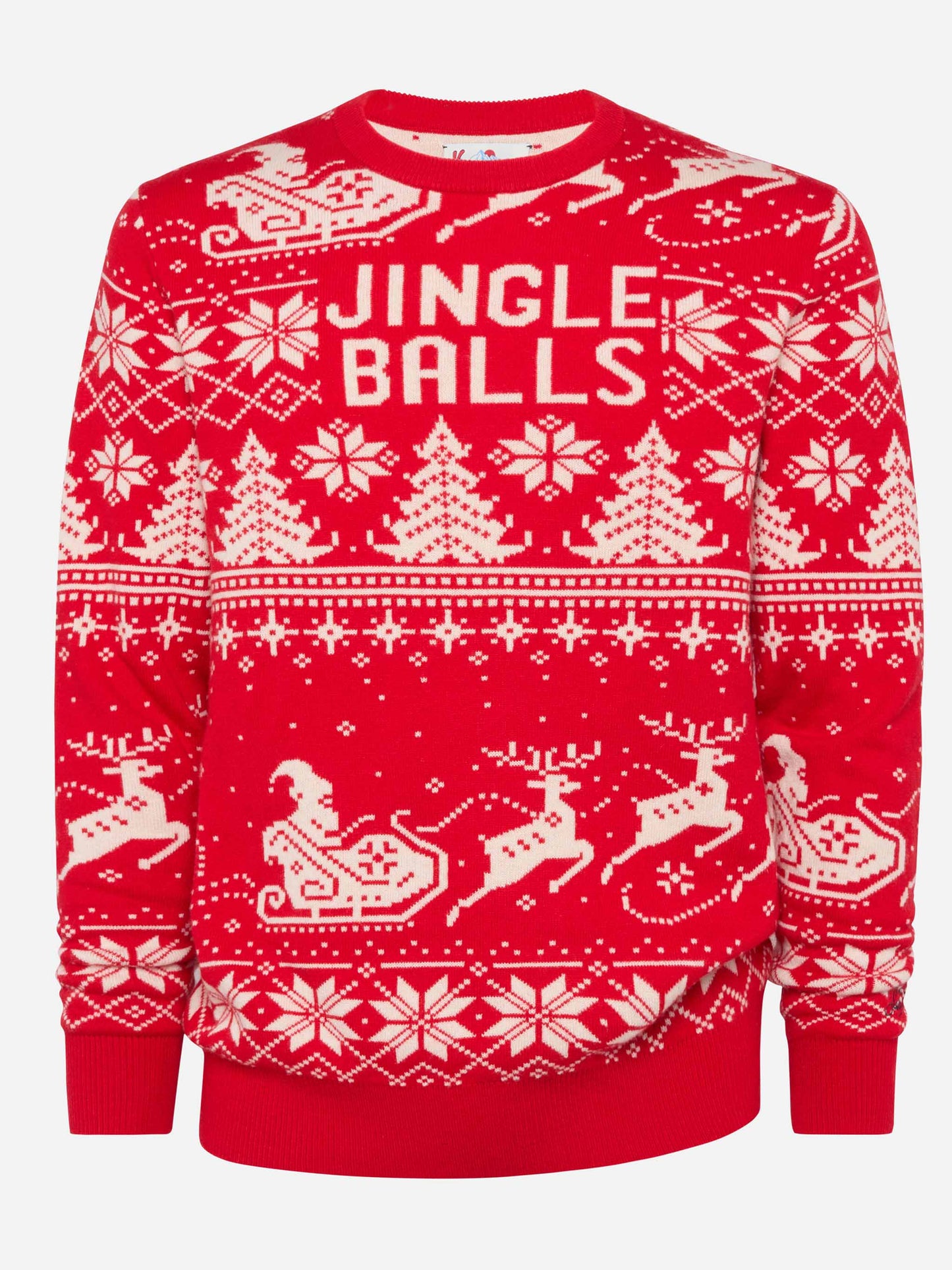 Fairs isle sweater Heron with Jingle Balls jacquard