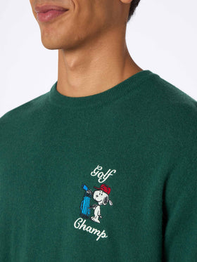 Man green sweater Heron with Snoopy golf champ embroidery | SNOOPY PEANUTS SPECIAL EDITION - MC2 Saint Barth