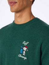 Grüner Herrenpullover Heron mit Snoopy Golf-Stickerei | SNOOPY PEANUTS SPECIAL EDITION