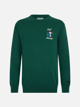 Man green sweater Heron with Snoopy golf champ embroidery | SNOOPY PEANUTS SPECIAL EDITION - MC2 Saint Barth