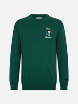 Grüner Herrenpullover Heron mit Snoopy Golf-Stickerei | SNOOPY PEANUTS SPECIAL EDITION