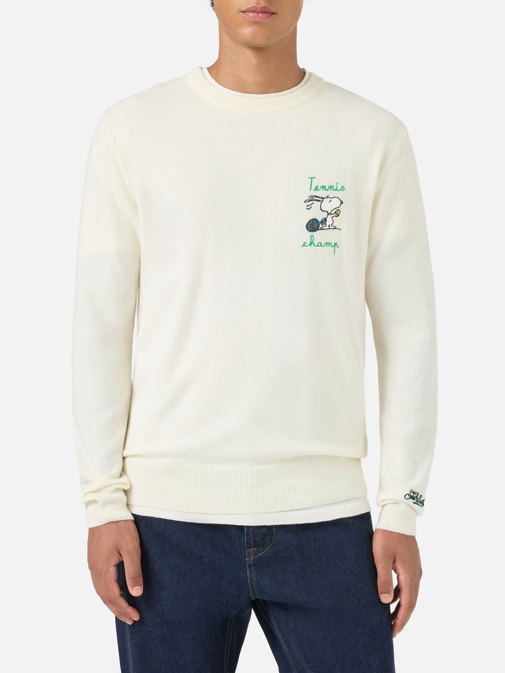 Rundhalspullover Heron mit Snoopy-Tennis-Champion-Stickerei | SNOOPY PEANUTS SPECIAL EDITION 