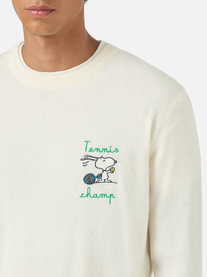 Rundhalspullover Heron mit Snoopy-Tennis-Champion-Stickerei | SNOOPY PEANUTS SPECIAL EDITION 