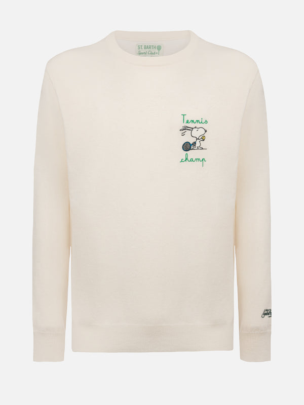 Man white sweater Heron with Snoopy tennis champ embroidery | SNOOPY PEANUTS SPECIAL EDITION