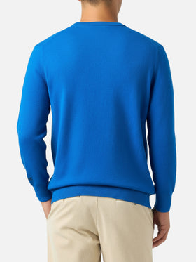 Blauer Herren-Skipullover Heron mit Grappino vs Bombardino-Stickerei