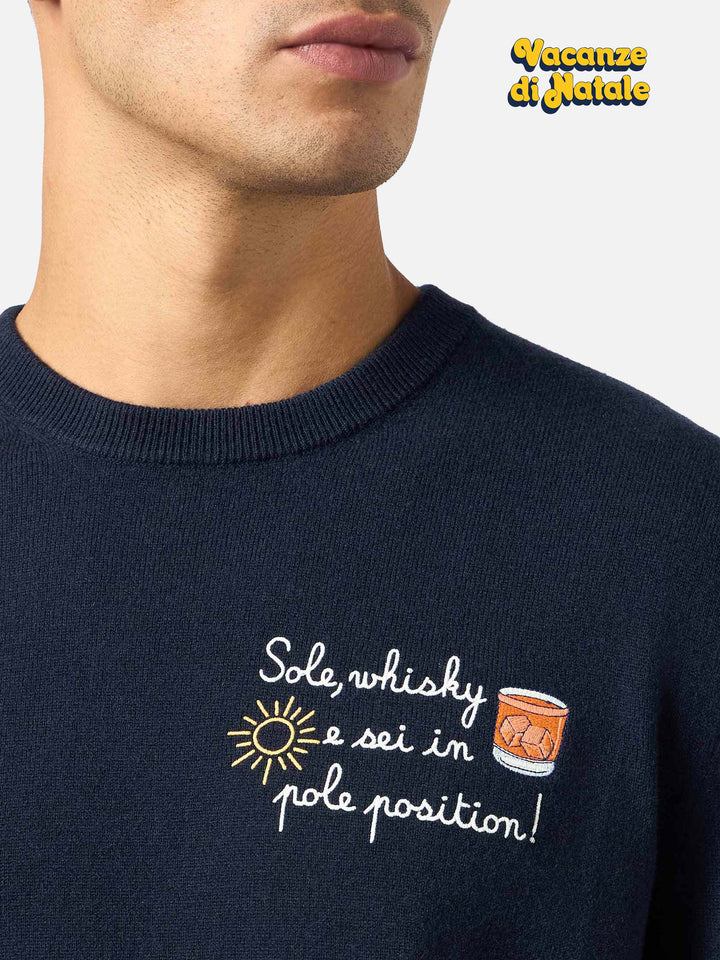 Maglione girocollo Heron Light con ricamo Sole, Whisky... | VACANZE DI NATALE EDIZIONE SPECIALE