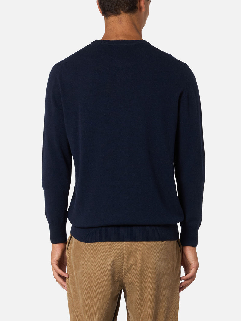 Man blue sweater Heron Light with Non sono bello, piaccio! embroidery| VACANZE DI NATALE SPECIAL EDITION