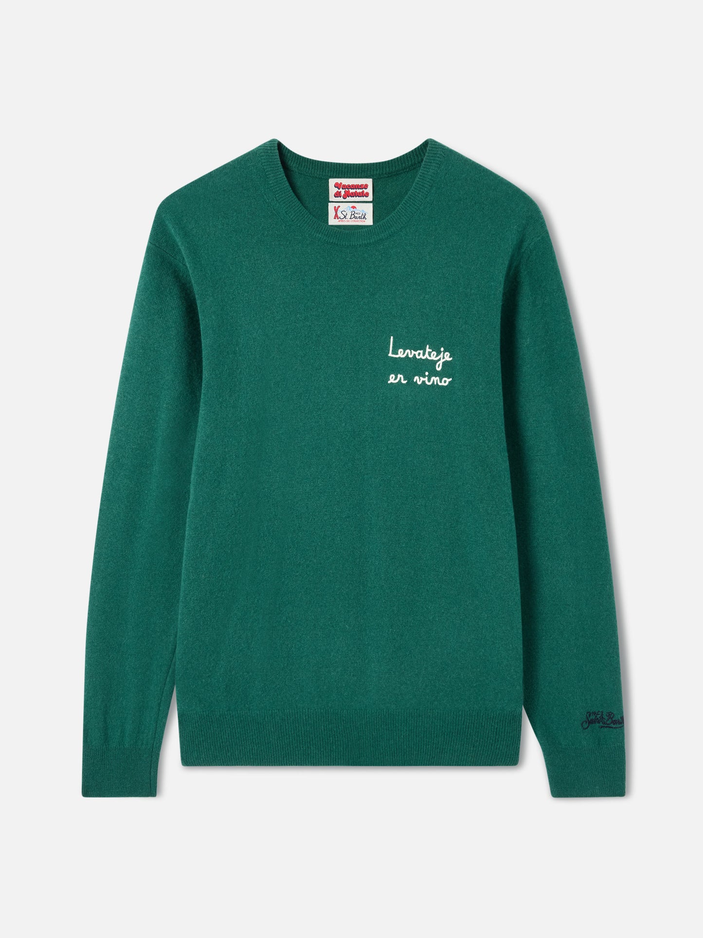 Crewneck Heron Light with Levateje er vino embroidery | VACANZE DI NATALE SPECIAL EDITION