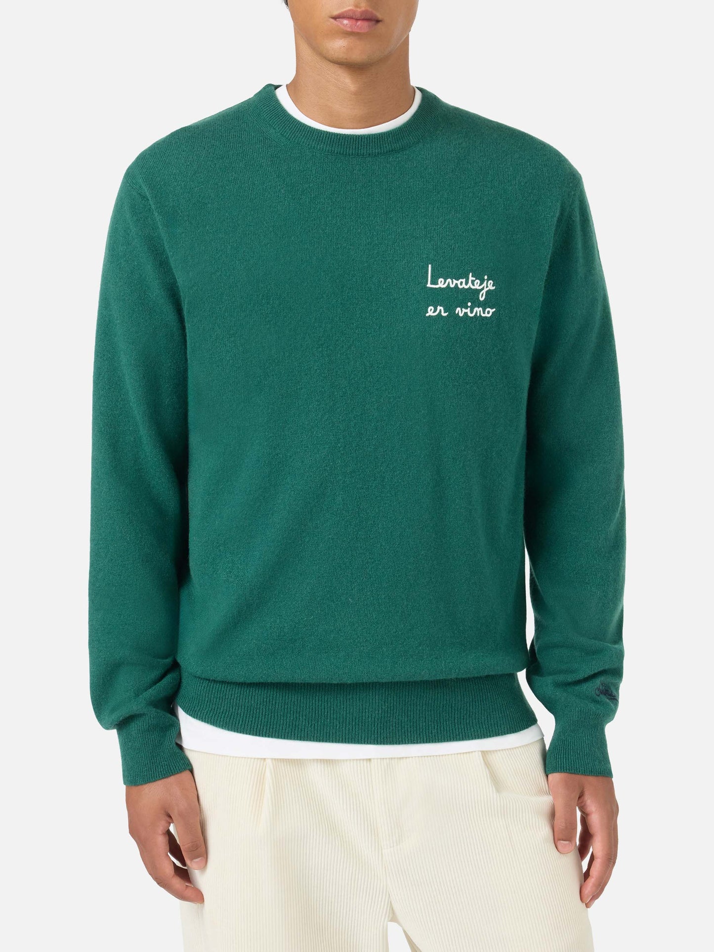 Crewneck Heron Light with Levateje er vino embroidery | VACANZE DI NATALE SPECIAL EDITION