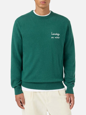 Crewneck Heron Light with Levateje er vino embroidery | VACANZE DI NATALE SPECIAL EDITION