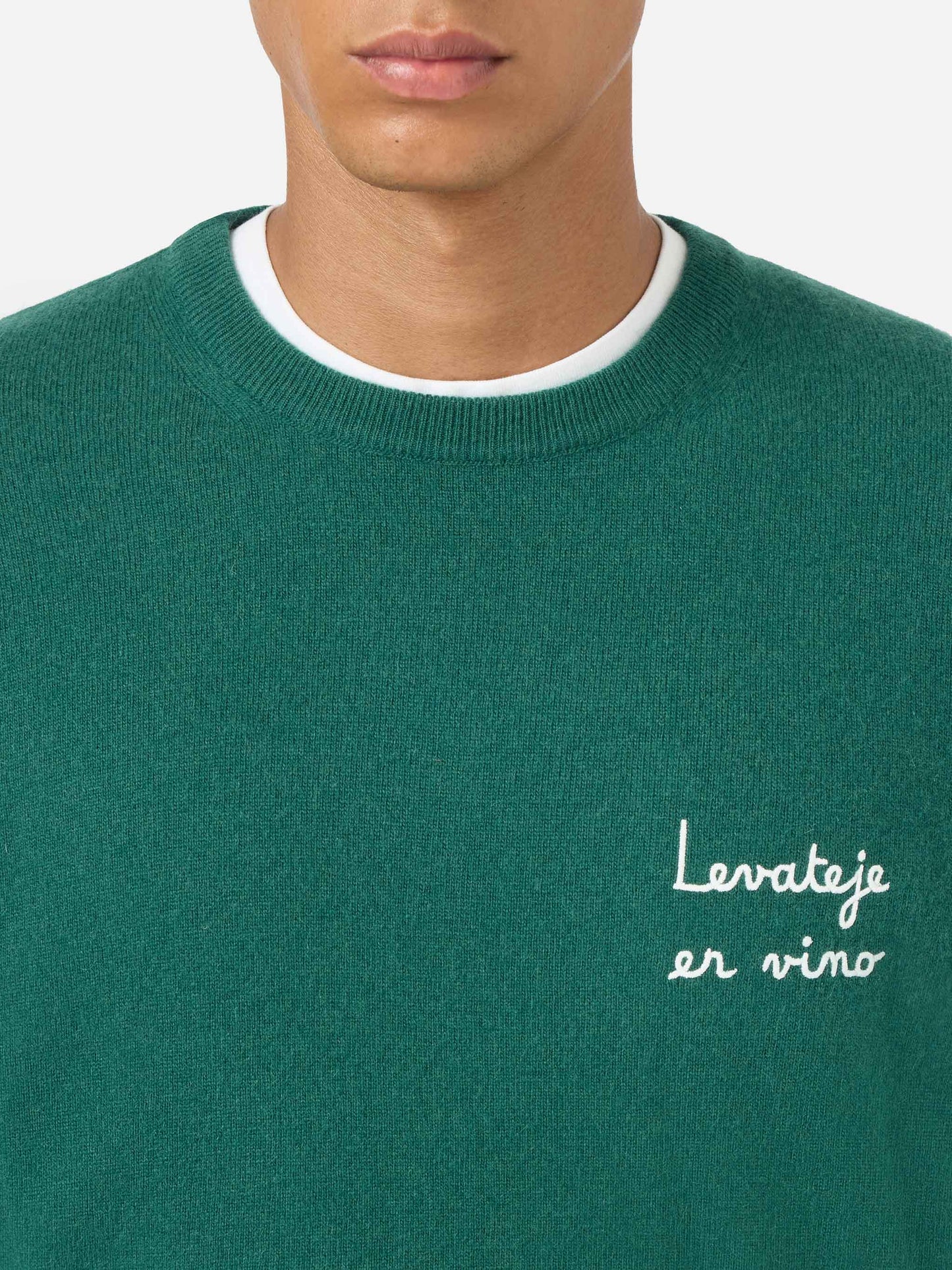 Crewneck Heron Light with Levateje er vino embroidery | VACANZE DI NATALE SPECIAL EDITION