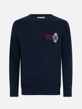 Maglione blu navy da uomo Heron con ricamo Time is money