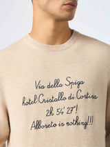 Man white sweater Heron Light with Via della Spiga... embroidery| VACANZE DI NATALE SPECIAL EDITION