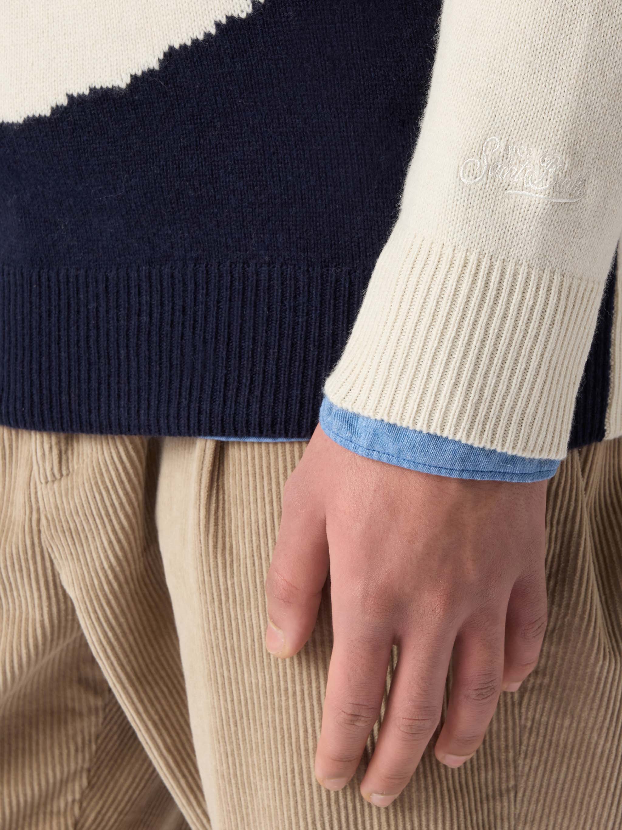 Crewneck sweater Heron with St. Moritz postcard jacquard – MC2