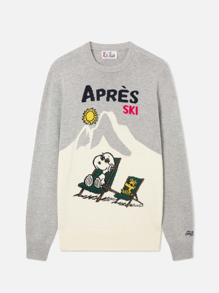 Rundhalstrickpullover Grey Heron mit Snoopy-Intarsie | Special edition 
