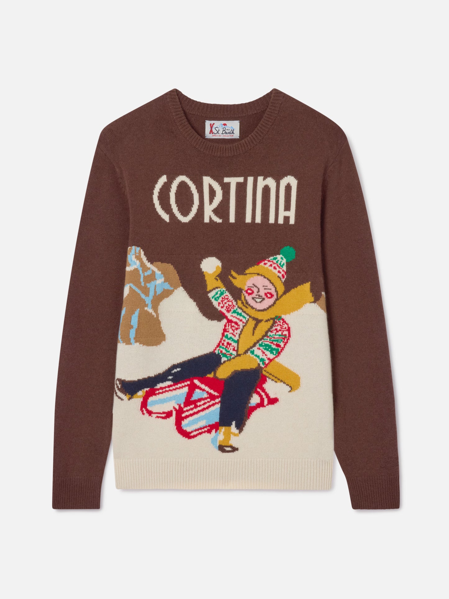 Rundhals-Pullover mit Cortina-Postkarten-Jacquard 
