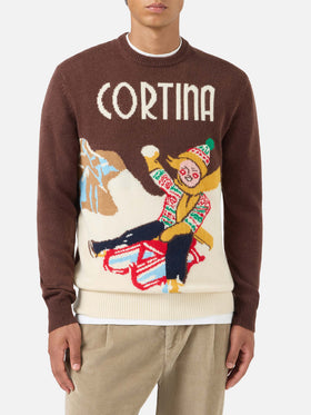 Rundhals-Pullover mit Cortina-Postkarten-Jacquard 