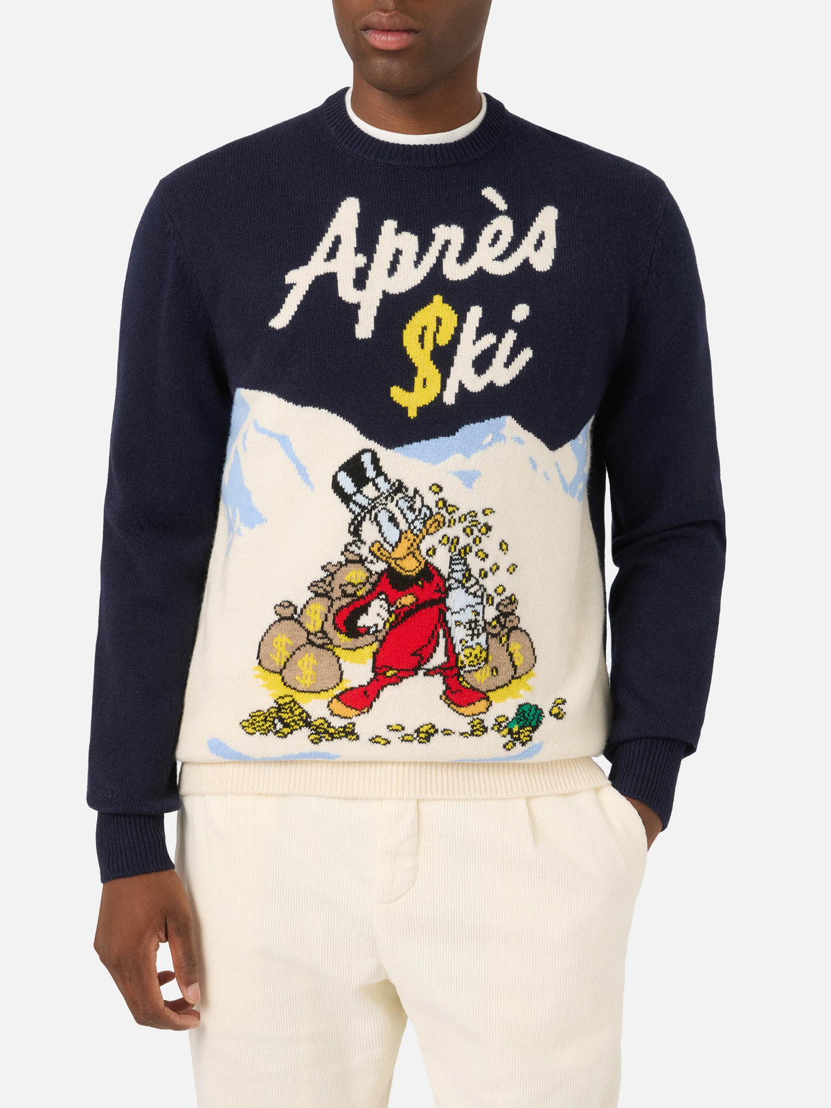 Navy blue Heron crewneck knit with Scrooge McDuck intarsia | Special edition