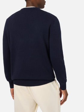Navy blue Heron crewneck knit with Scrooge McDuck intarsia | Special edition
