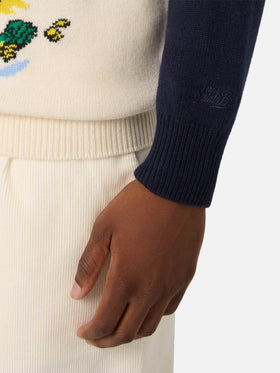 Navy blue Heron crewneck knit with Scrooge McDuck intarsia | Special edition