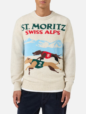 Heron white St. Moritz postcard sweater