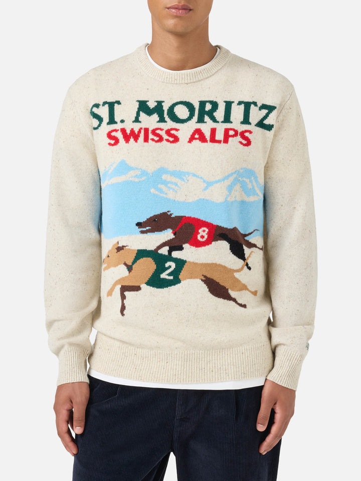Heron white St. Moritz postcard sweater