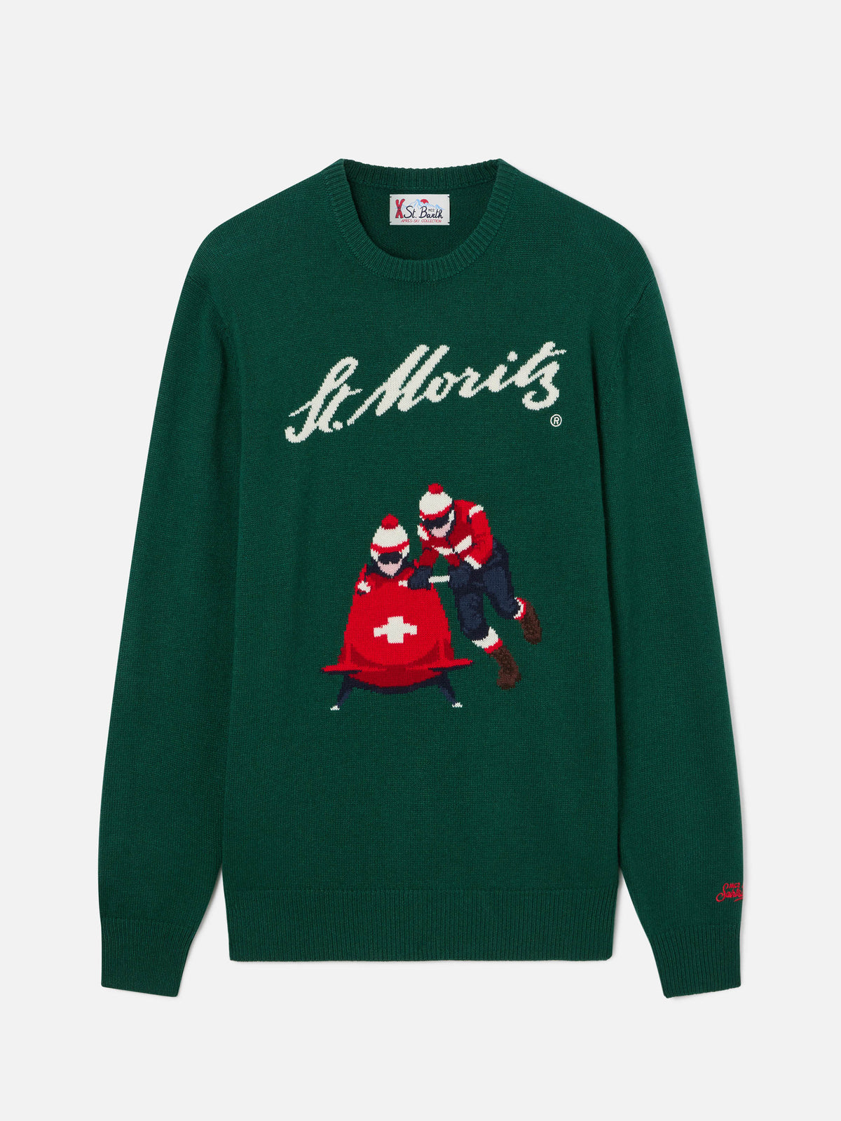 Green Heron crewneck knit with St. Moritz intarsia | Special edition