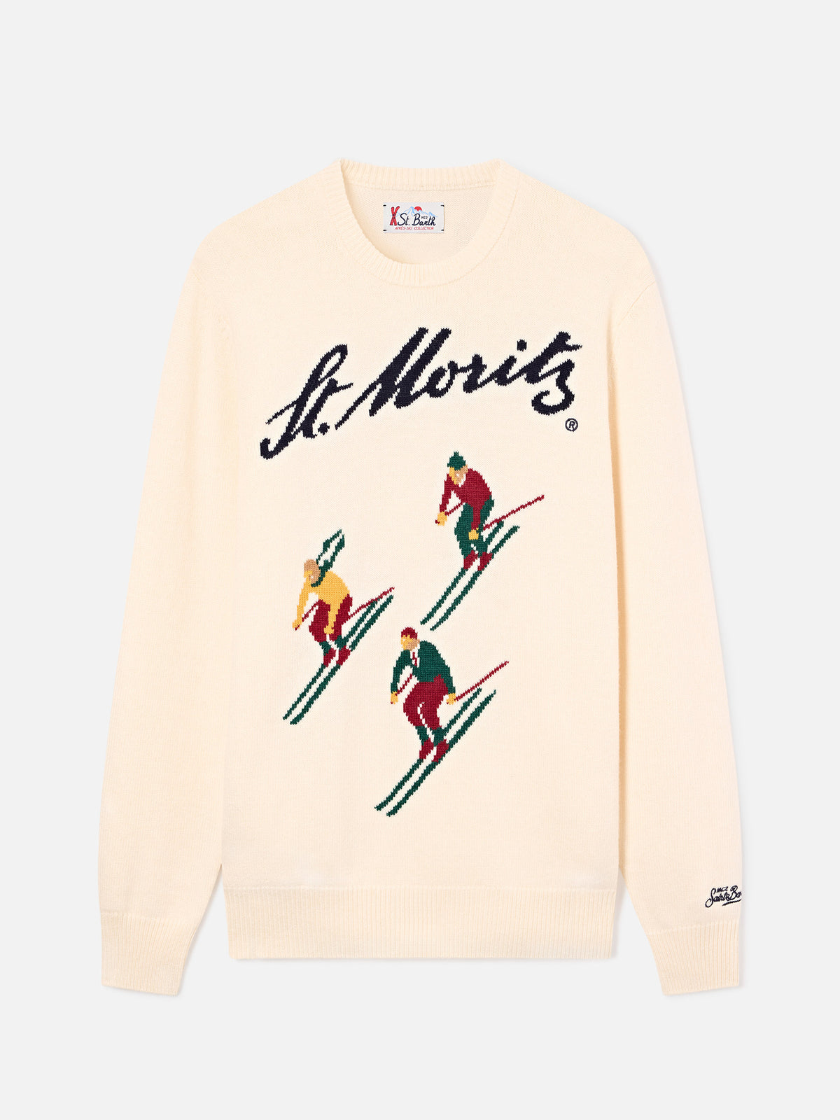 Crewneck-Strickpullover Grey Heron mit St. Moritz-Intarsie | Special edition 