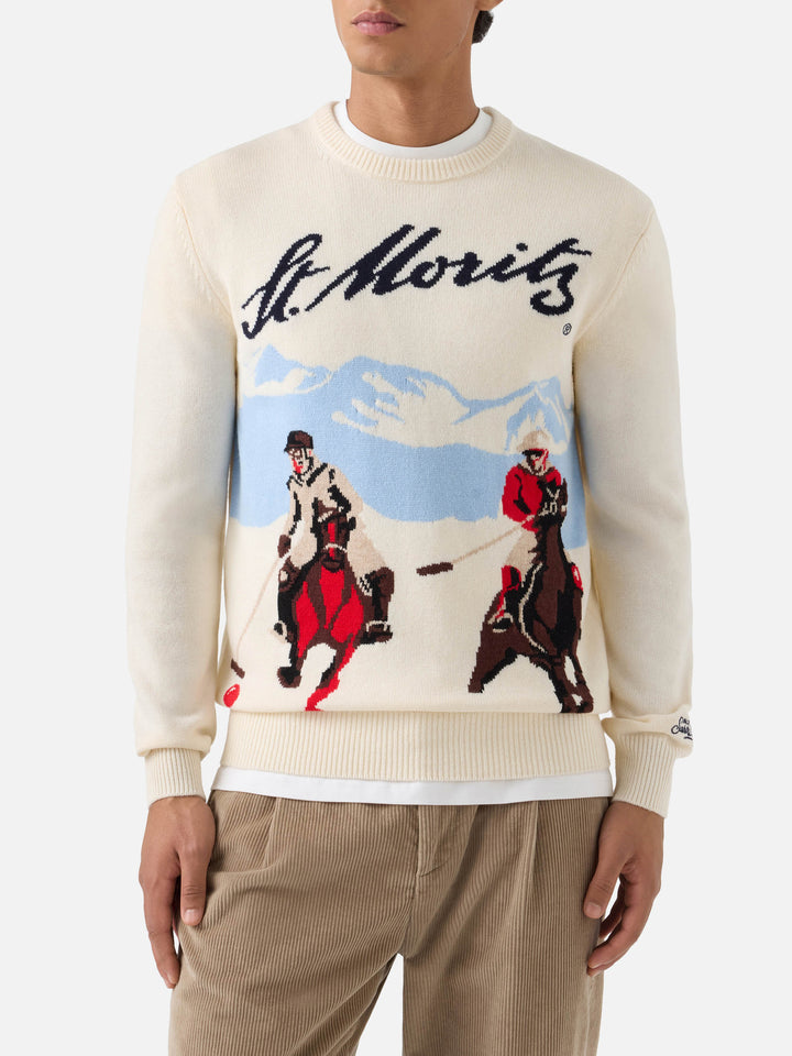 Pull col rond Grey Heron en maille avec intarsia St. Moritz | Special edition 