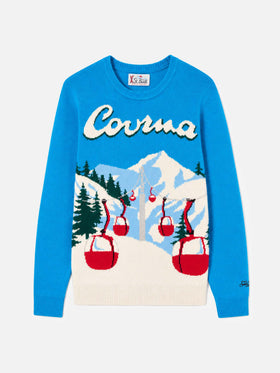 Pull col rond Heron avec jacquard carte postale Courma 