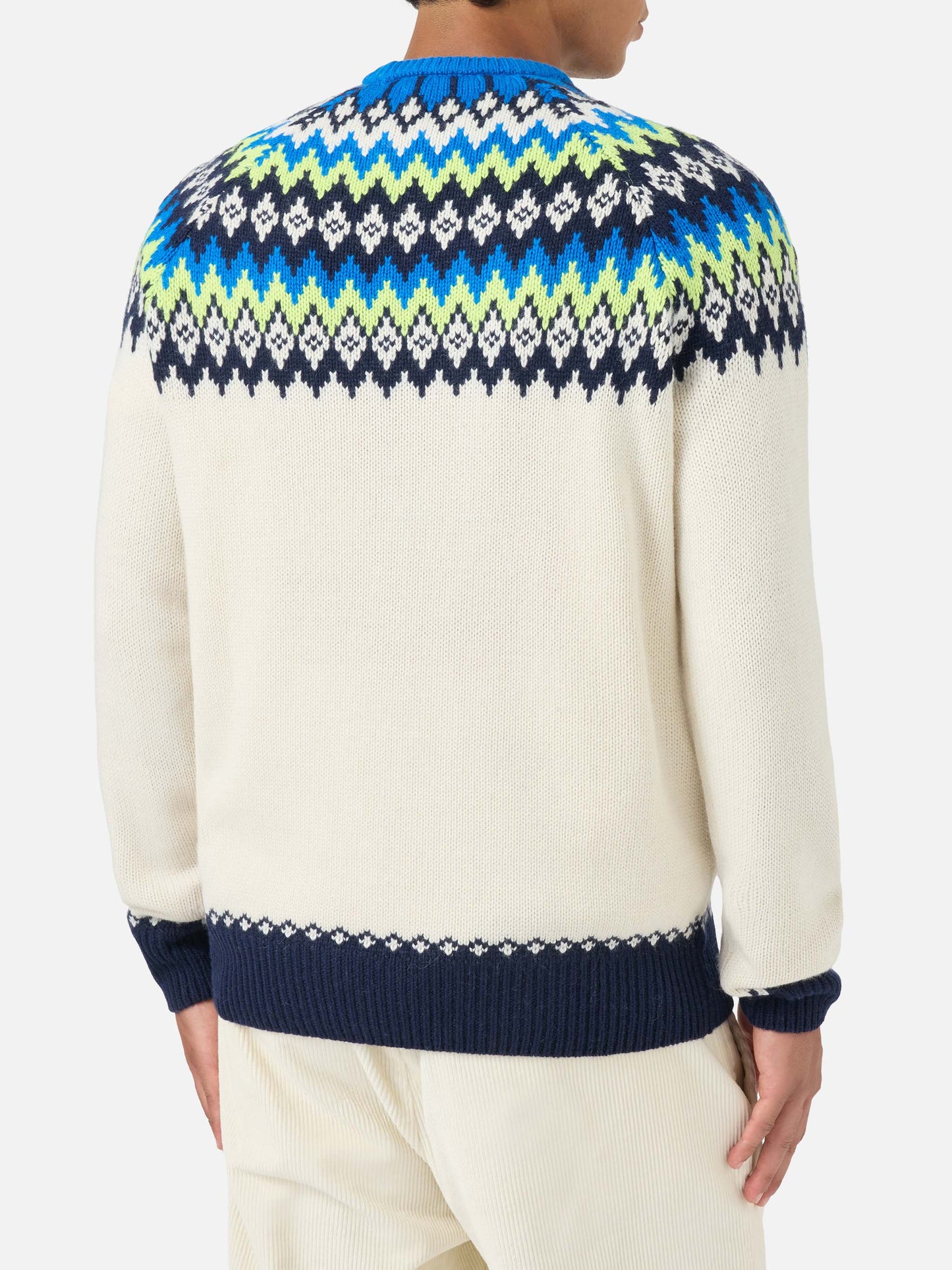 Crewneck sweater Heron with fair-isle jacquard