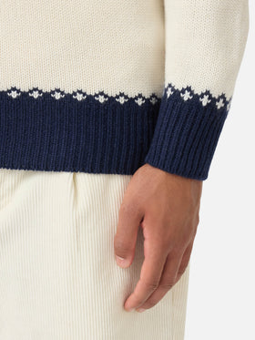 Crewneck sweater Heron with fair-isle jacquard