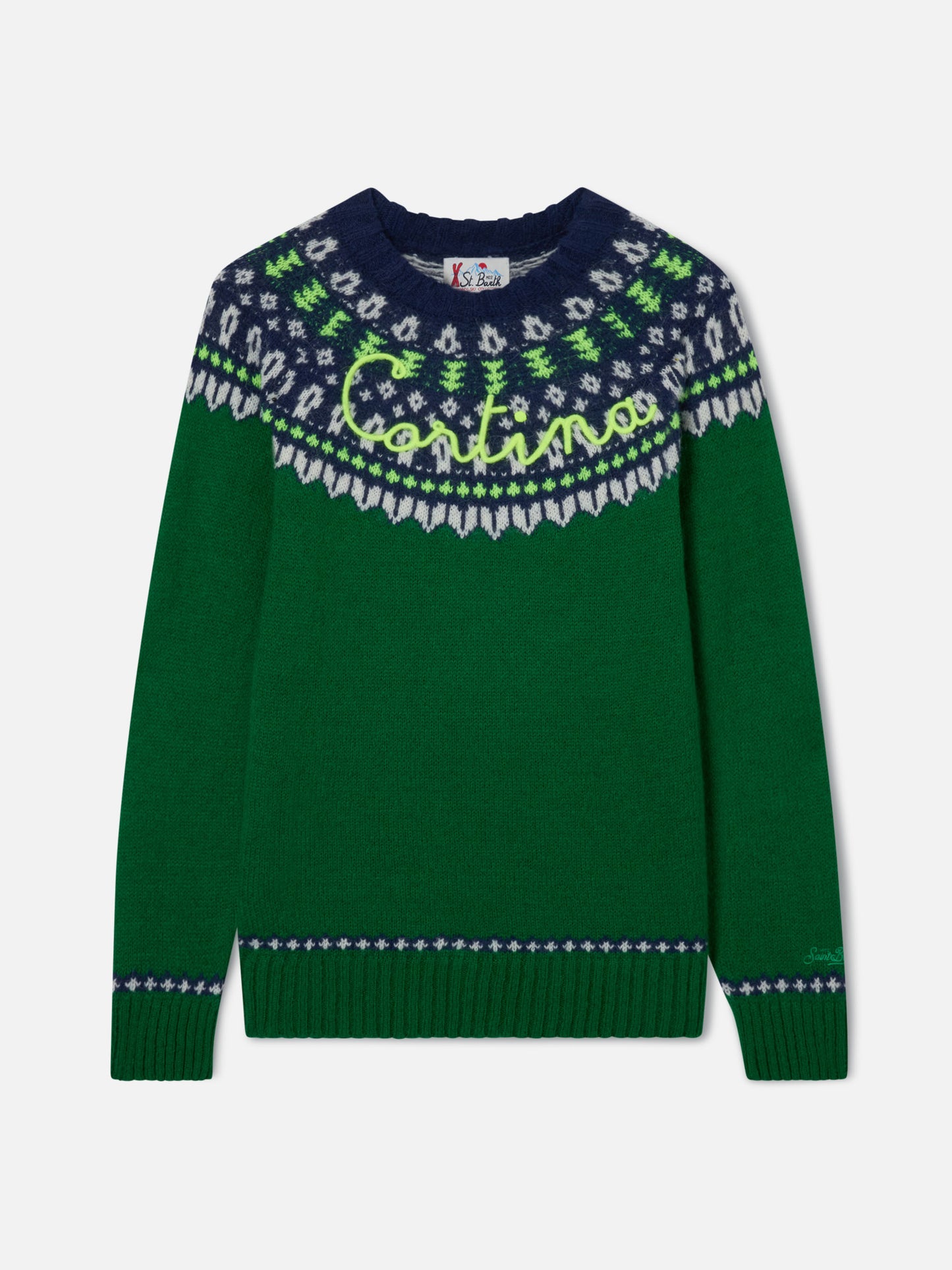 Crewneck sweater Heron with fair-isle jacquard