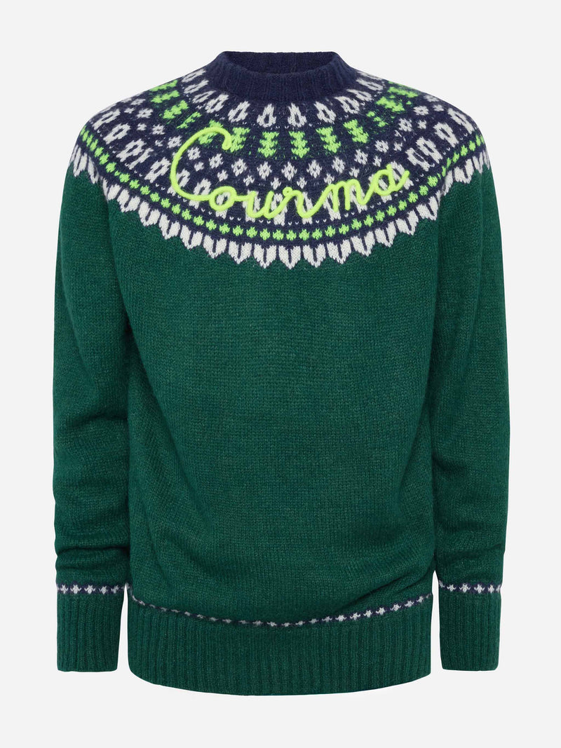 Alpaca sweater Heron Nordic Soft with fair isle jacquard and Courma embroidery