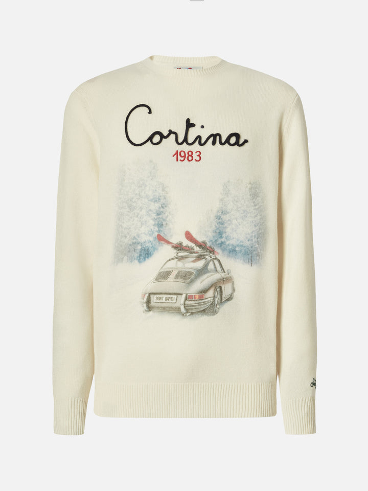 Heron Print sweater with Cortina road print