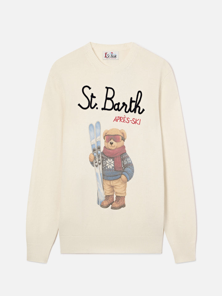 Jersey de punto con cuello redondo Grey Heron con intarsia y bordado de osito teddy bear 