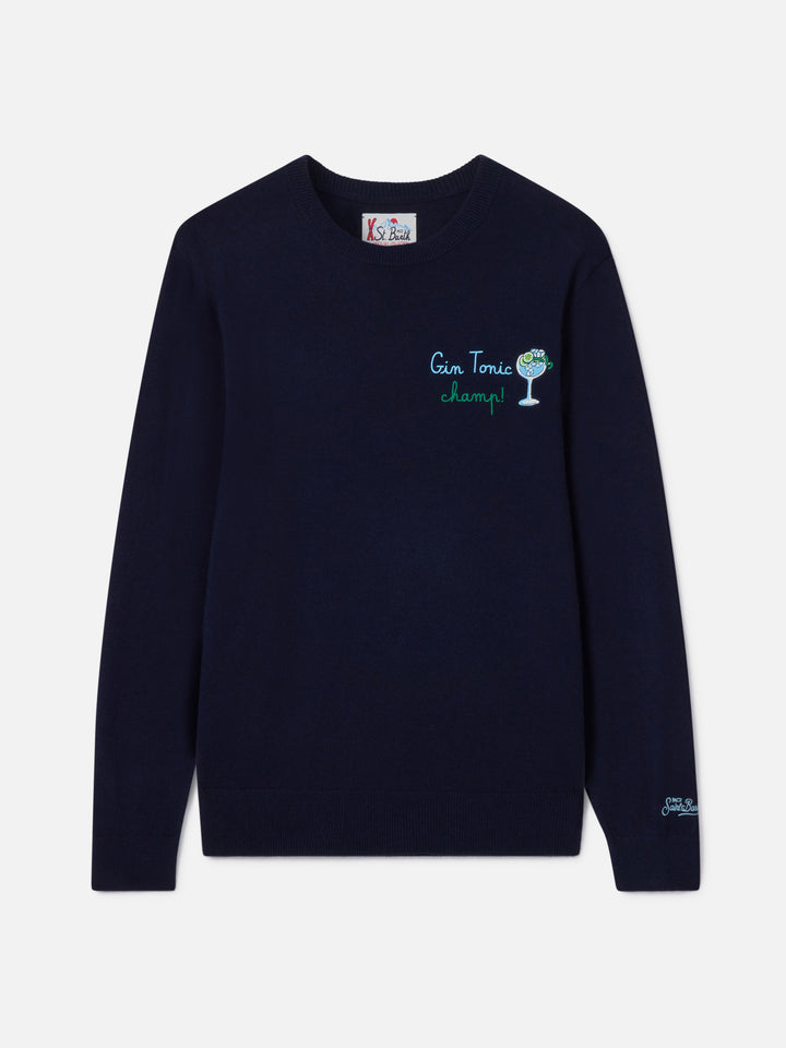 Crewneck Heron with Gin tonic champ embroidery