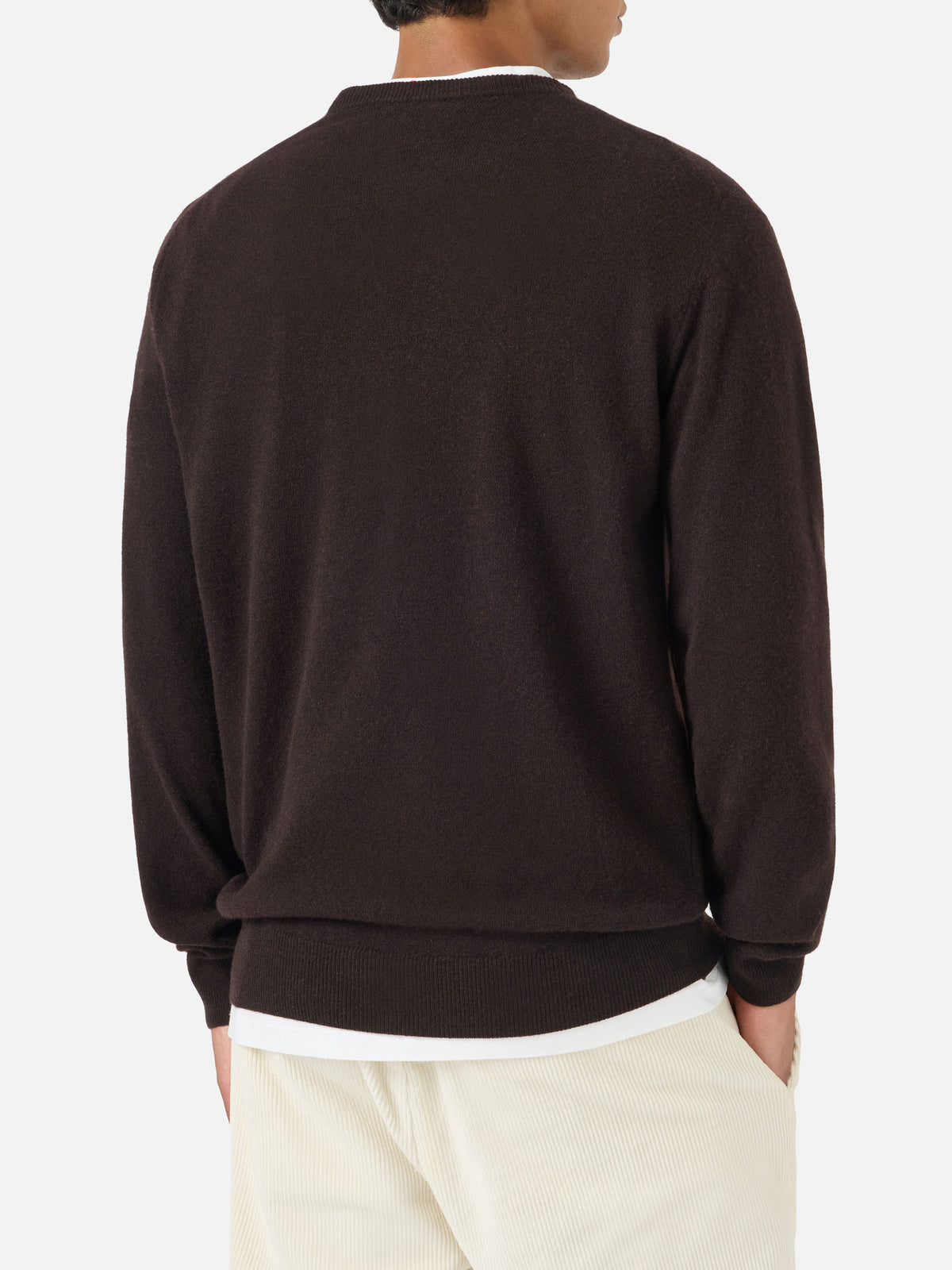 Brown Heron Light wool and cashmere blend crewneck with Get A Dog embroidery | Special edition