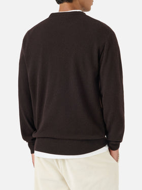 Brown Heron Light wool and cashmere blend crewneck with Get A Dog embroidery | Special edition
